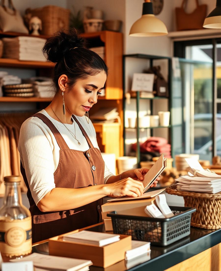 Retail business owner at work